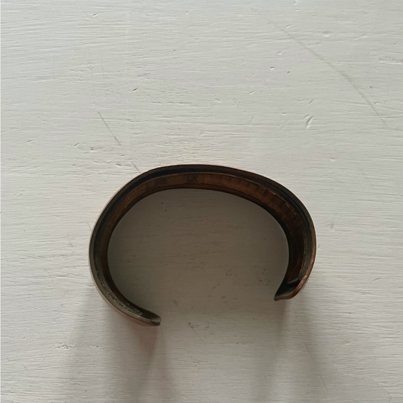 Solid Copper Bracelet Cuff Vintage Geometric Pattern Boho - Picture 3 of 4